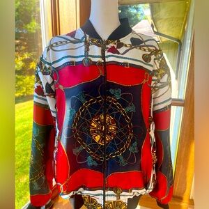 Vintage St. Stefano Reversible Jacket Equestrian Versace Vibes 100% silk Bomber